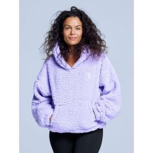 Bluza z kapturem Fluffy - damska - na cztery pory roku - Teddy - liliowa. Fioletowe bluzy POEDERBAAS, na zimę, xs, bez wzorów, z poliesteru, z kapturem. Za 264,52 zł.