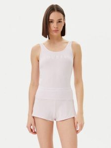 Guess Piżama O5GX13 KBBU1 Różowy Regular Fit. Czerwone piżamy Guess, z aplikacjami, z bawełny, bez ramiączek. Za 139,99 zł.