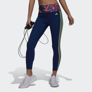 Damskie legginsy treningowe 7/8 adidas FARM Rio. Niebieskie legginsy ADIDAS, bez wzorów. W wyprzedaży za 204,60 zł.