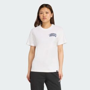 Koszulka Collegiate Graphic. Białe bluzki ADIDAS, xs, bez wzorów, z bawełny, sportowe, bez kołnierzyka, bez ramiączek. W wyprzedaży za 81,75 zł.