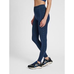 Damskie legginsy mid-rise Hummel Shaping. Niebieskie legginsy Hummel, bez wzorów, z materiału. Za 161,00 zł.
