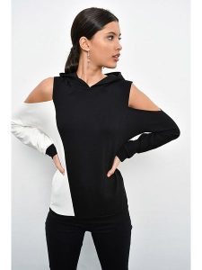 Cool and sexy Bluza w kolorze czarno-białym rozmiar: M. Białe bluzy Cool and sexy, m, bez wzorów, z kapturem. Za 63,45 zł.