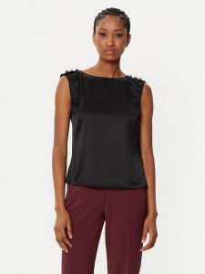 Marciano Guess Bluzka 5RGH29 7246A Czarny Regular Fit. Czarne bluzki Marciano Guess, z aplikacjami, z wiskozy, bez kołnierzyka, bez ramiączek. Za 239,99 zł.