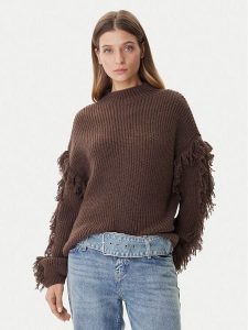 ONLY Sweter Molly 15363467 Brązowy Regular Fit. Brązowe swetry klasyczne ONLY, m, z syntetyku, bez kołnierzyka. Za 179,99 zł.