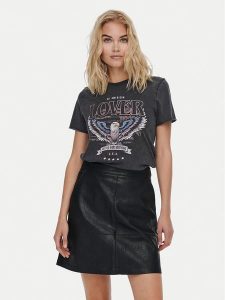 ONLY T-Shirt Lucy 15215721 Czarny Regular Fit. Czarne t-shirty ONLY, xl, bez wzorów, z bawełny, bez kołnierzyka, bez ramiączek. Za 99,99 zł.