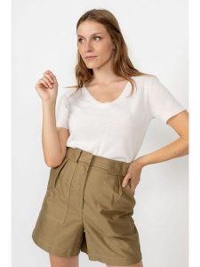 Perfect Cashmere Kaszmirowa koszulka "Efimia" w kolorze białym rozmiar: S. Białe bluzki Perfect Cashmere, s, bez wzorów, z kaszmiru, bez kołnierzyka, bez ramiączek. Za 260,99 zł.