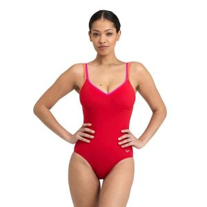 Strój kąpielowy damski jednoczęściowy sportowy na basen Arena Bodylift. Czerwone stroje jednoczęściowe Arena, bez wzorów. Za 169,99 zł.