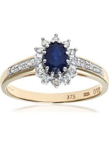 Revoni Złoty pierścionek z diamentami i szafirem rozmiar: 52. Żółte pierścionki Revoni, z diamentem, złote. Za 1 566,50 zł.