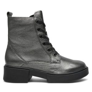 Trapery Caprice. Szare buty zimowe Caprice, bez obcasa, bez zapięcia. Za 409,99 zł.
