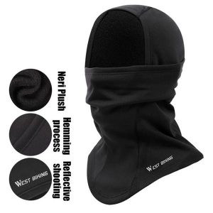 Czapka polarowa na wyprawy, skateboard, wiatroszczelna, czarna balaclava. Czarne czapki WEST BIKING, bez wzorów, z materiału, sportowe. Za 63,16 zł.
