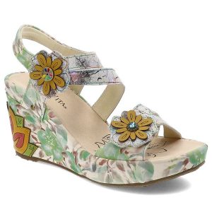Zielone Sandały Laura Vita Eleganckie Obuwie Damskie. Zielone sandały LAURA VITA, z aplikacjami, bez obcasa, na koturnie, bez zapięcia. Za 379,00 zł.