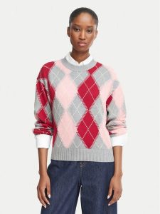 Tommy Hilfiger Sweter WW0WW51385 Kolorowy Regular Fit. Swetry klasyczne TOMMY HILFIGER, s, z bawełny, bez kołnierzyka. Za 597,99 zł.