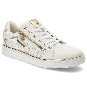 Białe Sneakersy Mustang Sportowe Obuwie Damskie. Białe buty sportowe Mustang, bez wzorów, bez zapięcia. Za 319,00 zł.