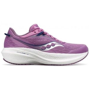 Buty do biegania damskie Saucony Triumph 21. Fioletowe buty sportowe Saucony, bez wzorów, bez zapięcia, do biegania. Za 389,99 zł.