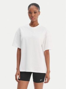Reebok T-Shirt Reebok x Ewa Chodakowska Anka RK25611CCW Biały Relaxed Fit. Białe t-shirty Reebok, xl, bez wzorów, z bawełny, bez kołnierzyka, bez ramiączek. Za 89,99 zł.