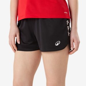 Spodenki do piłki ręcznej damskie Atorka H100. Czarne szorty KIPSTA, bez wzorów, z materiału, sportowe. Za 44,99 zł.