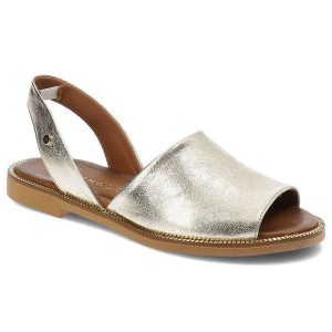 Złote Sandały Armodo Stylowe Buty Damskie. Żółte sandały Armodo, bez wzorów, bez obcasa, bez zapięcia. Za 239,00 zł.