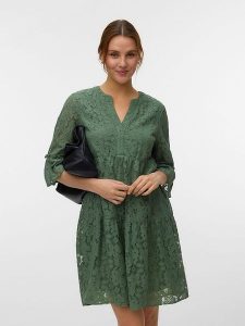 Vero Moda Sukienka w kolorze ciemnozielonym rozmiar: M. Zielone sukienki Vero Moda, m, bez wzorów, z bawełny, bez kołnierzyka, bez ramiączek, mini. Za 128,95 zł.