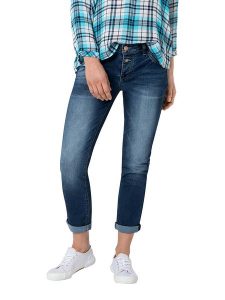 Timezone Dżinsy - Slim fit - w kolorze granatowym rozmiar: W31. Niebieskie jeansy Timezone, z aplikacjami. Za 193,24 zł.