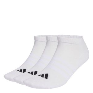 Niskie skarpety z amortyzacją Essentials — 3 pary w opakowaniu. Białe skarpetki ADIDAS, bez wzorów. Za 54,95 zł.
