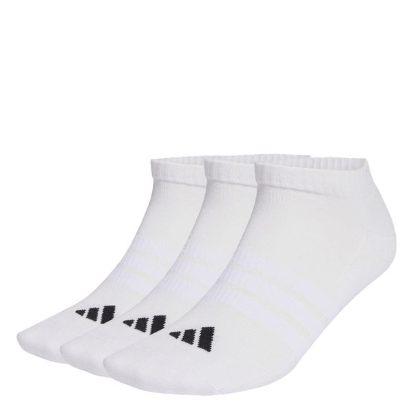 Niskie skarpety z amortyzacją Essentials — 3 pary w opakowaniu. Białe skarpetki ADIDAS, bez wzorów. Za 54,95 zł.