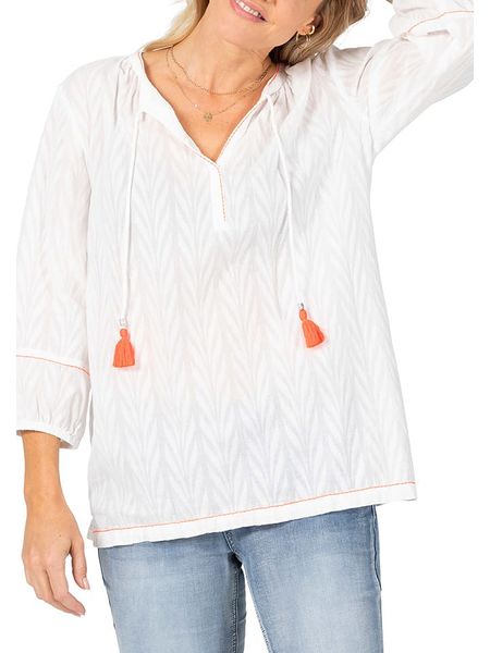 Timezone Bluzka w kolorze białym rozmiar: XL. Białe bluzki Timezone, xl, z aplikacjami, z bawełny, bez kołnierzyka, bez ramiączek. Za 91,77 zł.