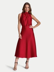 Swing Sukienka koktajlowa 5AI13700 Czerwony Regular Fit. Czerwone kombinezony Swing, bez wzorów, z syntetyku, wizytowe, bez kołnierzyka, bez ramiączek. Za 469,99 zł.