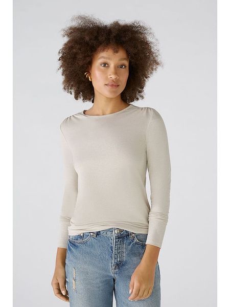 Oui Koszulka w kolorze kremowym rozmiar: 46. Brązowe bluzki Oui, bez wzorów, bez kołnierzyka, bez ramiączek. Za 78,84 zł.