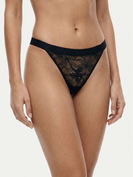 Tommy Hilfiger Stringi UW0UW06267 Czarny. Czarne stringi TOMMY HILFIGER, bez wzorów, z syntetyku. Za 129,99 zł.