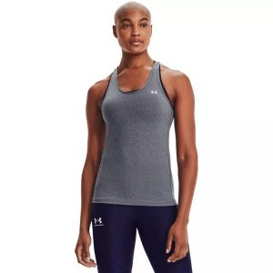 Tank top fitness damski Under Armour HG Armour Racer Tank. Szare topy Under Armour, xs, bez wzorów, sportowe, bez kołnierzyka, bez ramiączek. Za 89,99 zł.