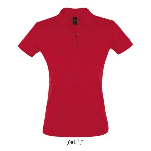 Damska koszulka polo Sol's Perfect. Czerwone bluzki SOL'S, s, bez wzorów, bez kołnierzyka, bez ramiączek. Za 106,50 zł.