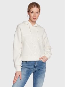 Guess Bluza New Alisa V2YQ08 K7UW2 Biały Relaxed Fit. Białe bluzy Guess, l, z aplikacjami, z wiskozy, bez kaptura. Za 189,99 zł.
