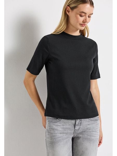 Cecil Koszulka w kolorze czarnym rozmiar: 44. Czarne bluzki Cecil, bez wzorów, z bawełny, bez kołnierzyka, bez ramiączek. Za 79,03 zł.