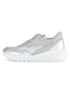 Gabor Skórzane sneakersy w kolorze srebrno-szarym rozmiar: 37. Szare trampki Gabor, bez wzorów, bez zapięcia. Za 162,49 zł.