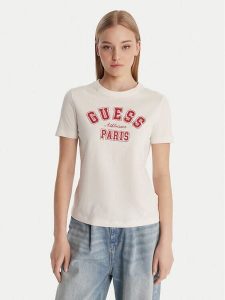 Guess T-Shirt V6RI15 J1314 Biały Regular Fit. Białe t-shirty Guess, xxs, z aplikacjami, z bawełny, bez kołnierzyka, bez ramiączek. Za 179,99 zł.