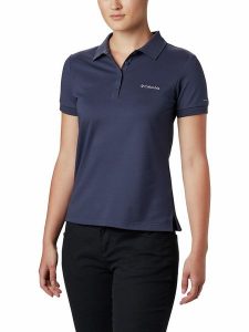 Columbia Koszulka polo "Lakeside Trail™" w kolorze granatowym rozmiar: M. Niebieskie bluzki Columbia, m, bez wzorów, bez kołnierzyka, bez ramiączek. Za 127,35 zł.