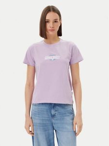 Guess Jeans T-Shirt W5GI26 J1314 Fioletowy Regular Fit. Fioletowe t-shirty Guess Jeans, l, z aplikacjami, z bawełny, bez kołnierzyka, bez ramiączek. Za 79,99 zł.