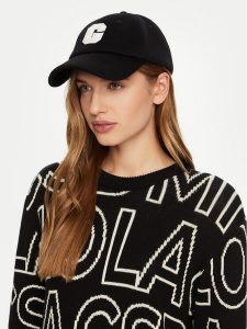Guess Czapka z daszkiem AW5258 COT01 Czarny. Czarne czapki Guess, z aplikacjami, z materiału. Za 109,99 zł.
