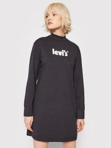 Levi's® Sukienka codzienna A1773-0001 Czarny Regular Fit. Czarne kombinezony na co dzień, s, bez wzorów, z bawełny, bez kołnierzyka, bez ramiączek, proste. Za 279,99 zł.