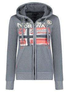 Geographical Norway Bluza "Farlotte" w kolorze szarym rozmiar: XXL. Szare bluzy Geographical Norway, xxl, z aplikacjami, bez kaptura. Za 110,04 zł.