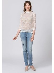 Stockerpoint Bluzka "Molly" w kolorze kremowym rozmiar: XL. Brązowe bluzki Stockerpoint, xl, bez wzorów, z koronki, bez kołnierzyka, bez ramiączek. Za 92,21 zł.