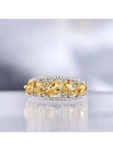 CARATELLI Złoty pierścionek "Olivines" z diamentami rozmiar: 58. Pomarańczowe pierścionki CARATELLI, z cytrynem, złote. Za 1 796,99 zł.