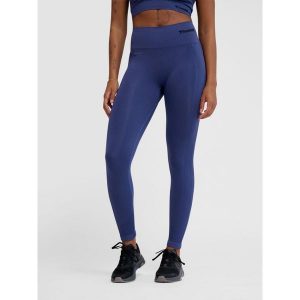 Damskie legginsy bezszwowe z wysoką talią Hummel TIF. Niebieskie legginsy Hummel, bez wzorów, z materiału. Za 164,00 zł.