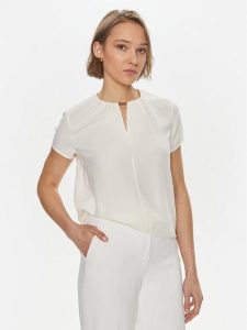 Calvin Klein Bluzka K20K207062 Biały Regular Fit. Białe bluzki Calvin Klein, bez wzorów, z syntetyku, bez kołnierzyka, bez ramiączek. Za 299,99 zł.