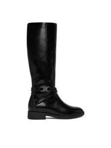 Nine West Kozaki CEO-NAJAT-01 Czarny. Czarne kozaki Nine West, bez wzorów, z materiału, bez obcasa, na płaskiej podeszwie, bez zapięcia. Za 329,99 zł.