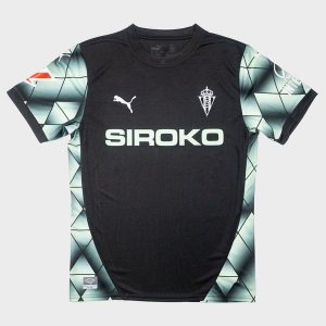Oficjalna koszulka piłkarska Puma Real Sporting dla dorosłych sezon 2024-25 sp. Czarne bluzki Puma, bez wzorów, sportowe, bez kołnierzyka, bez ramiączek. Za 339,00 zł.