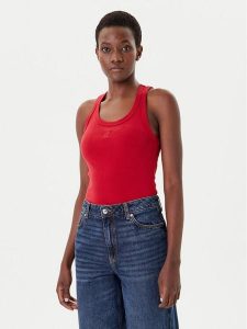 HUGO Top Datamia 50514489 Czerwony Slim Fit. Czerwone topy Hugo, xs, bez wzorów, z bawełny, bez kołnierzyka, bez ramiączek. Za 179,99 zł.