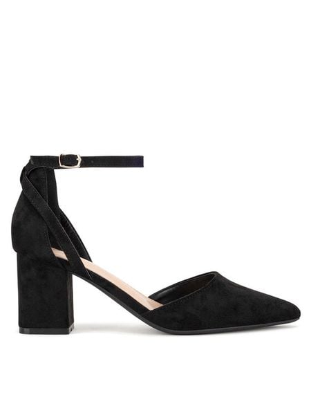 DeeZee Czółenka WSS20968-02 Czarny. Czarne czółenka DeeZee, bez wzorów, ze skóry, bez obcasa, bez zapięcia. Za 119,99 zł.