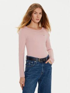 Tommy Hilfiger Bluzka WW0WW38869 Różowy Slim Fit. Czerwone bluzki TOMMY HILFIGER, xxs, bez wzorów, z wiskozy, bez kołnierzyka, bez ramiączek. Za 189,99 zł.