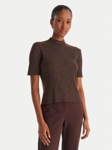 ACCESS FASHION Sweter 54-8046 Brązowy Slim Fit. Brązowe swetry klasyczne ACCESS FASHION, m, z syntetyku, bez kołnierzyka. Za 289,99 zł.
